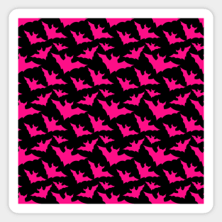 Halloween hot pink bats black cool spooky silhouette pattern Sticker